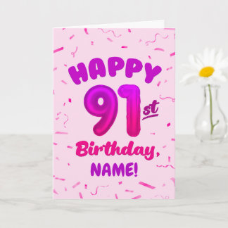 Carte d'anniversaire 91 ans avec nom personnalisé