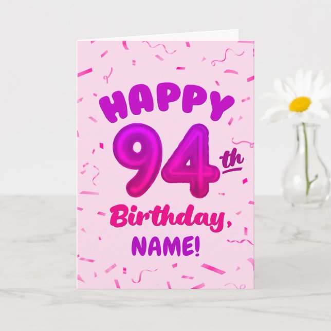 Carte d'anniversaire 94 ans avec nom personnalisé (Petite plante)