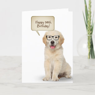 Carte d'anniversaire 98 ans de chiot Golden Retrie