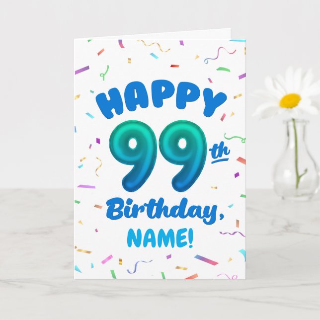 Carte d'anniversaire 99 ans avec nom personnalisé (Petite plante)
