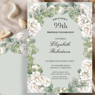 Carte d'anniversaire 99 ans femme avec bordure flo
