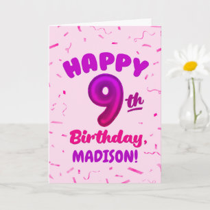 Carte d'anniversaire 9 ans avec nom personnalisé