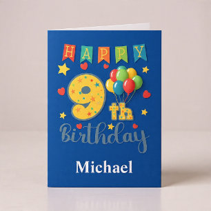 Carte d'anniversaire 9 ans Joyeux
