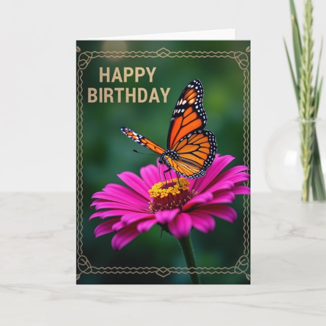 Carte d'anniversaire à aile orange (Devant)