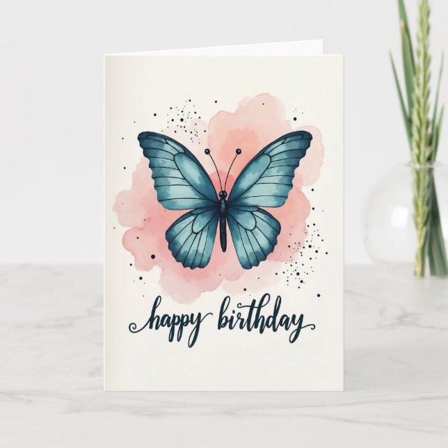 Carte d'anniversaire à aile turquoise (Devant)