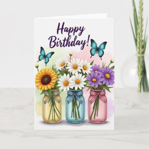 Carte d'anniversaire à ailes azur