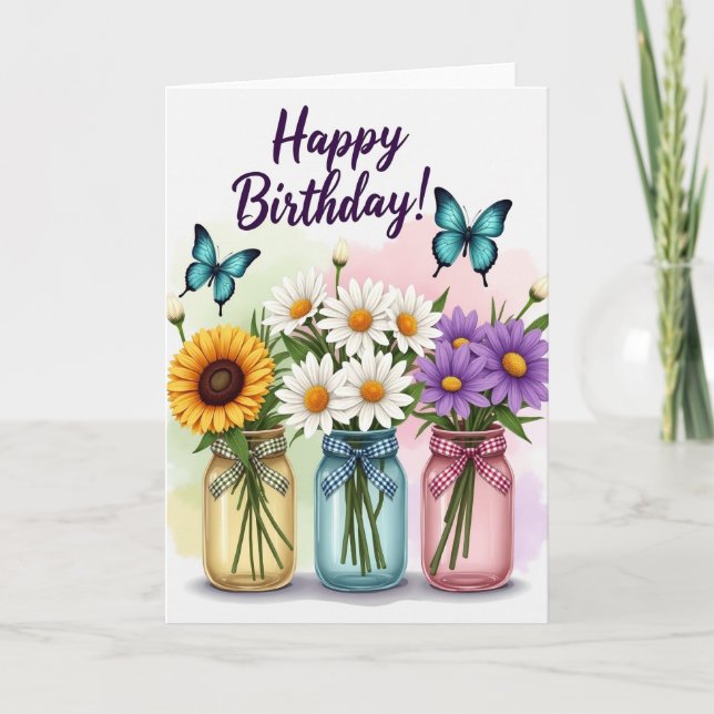 Carte d'anniversaire à ailes azur (Devant)