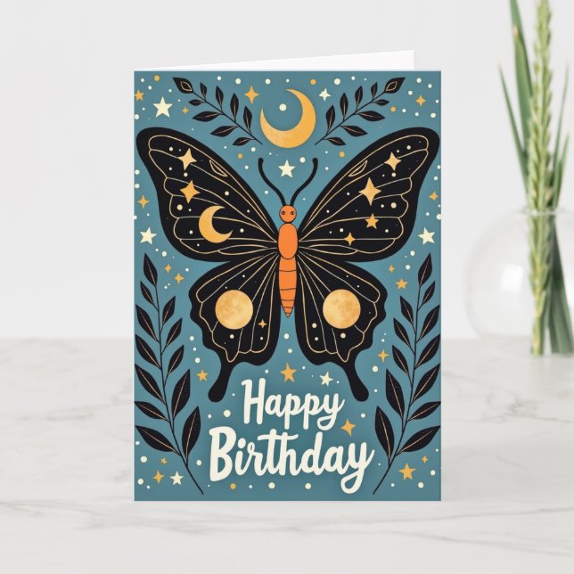 Carte d'anniversaire à ailes célestes (Devant)