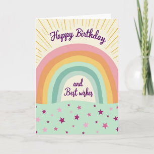 Carte d'anniversaire à arc-en-ciel joyeux
