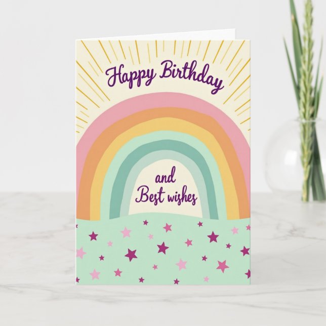 Carte d'anniversaire à arc-en-ciel joyeux (Devant)