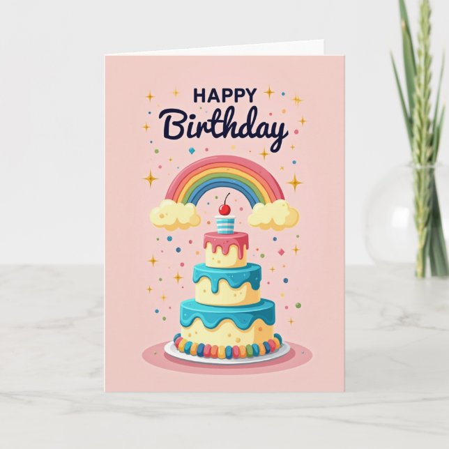 Carte d'anniversaire à arche arc-en-ciel (Devant)