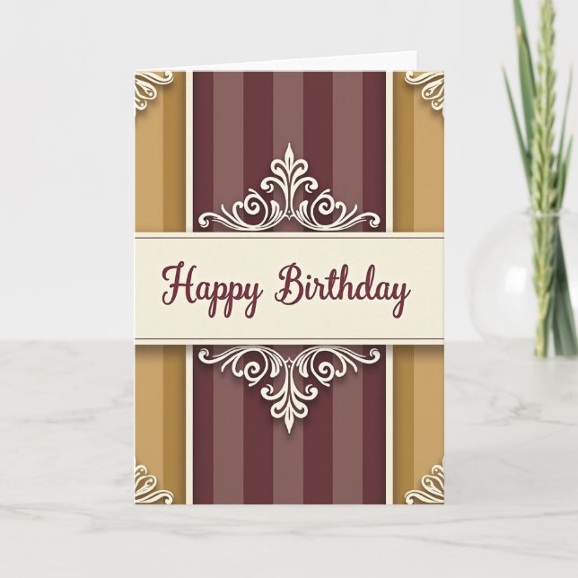 Carte d'anniversaire à bannière ornée (Devant)