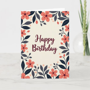Carte d'anniversaire à bordure botanique