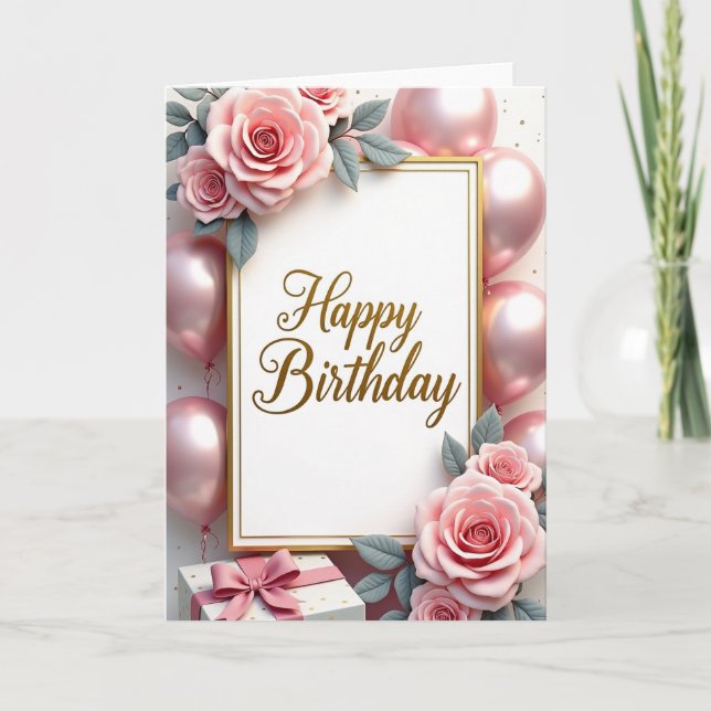 Carte d'anniversaire à bordure dorée (Devant)
