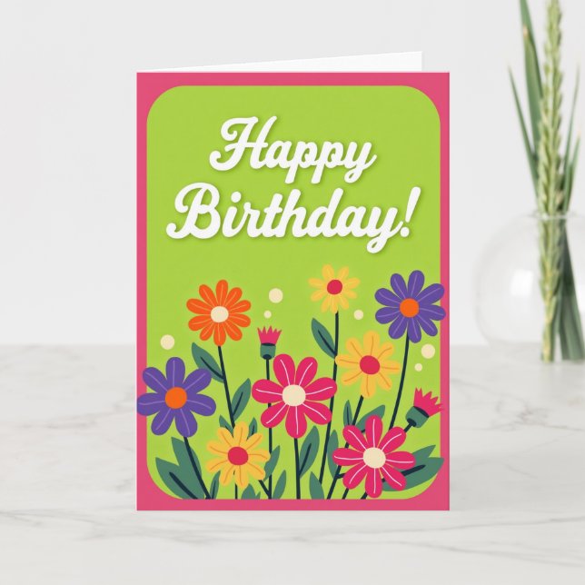 Carte d'anniversaire à bordure magenta (Devant)
