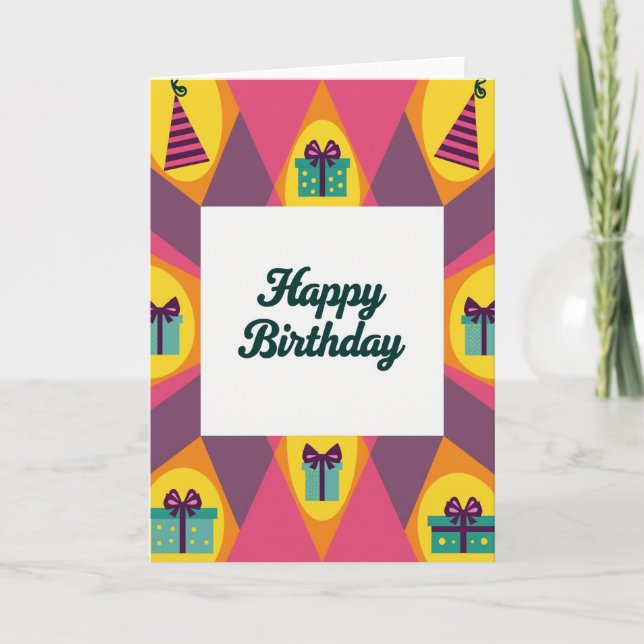 Carte d'anniversaire à bordure vibrante (Devant)