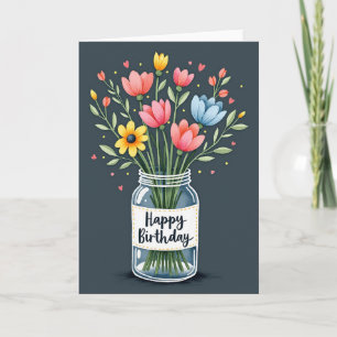 Carte d'anniversaire à bouquet vibrant