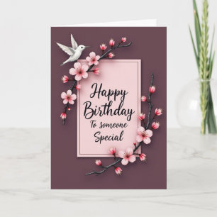 Carte d'anniversaire à branche aquarelle