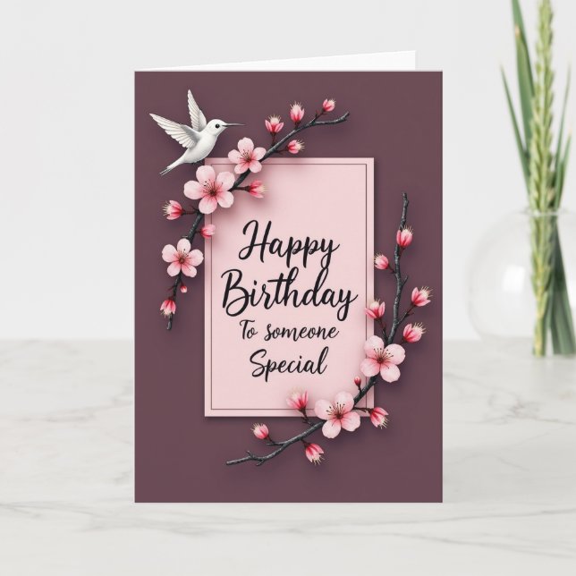 Carte d'anniversaire à branche aquarelle (Devant)
