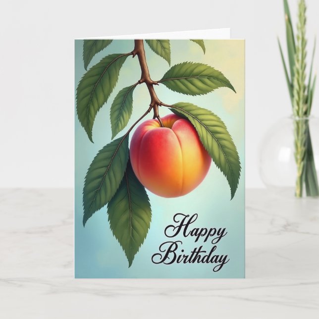 Carte d'anniversaire à branche de pêche (Devant)