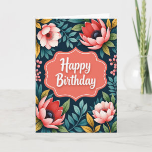 Carte d'anniversaire à cadre de corail