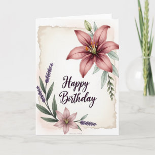 Carte d'anniversaire à cadre floral joyeux
