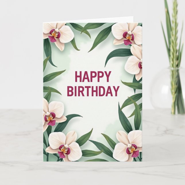 Carte d'anniversaire à cadre verdoyant (Devant)