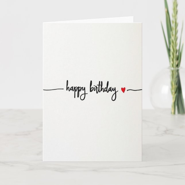 Carte d'anniversaire à calligraphie cœur (Devant)