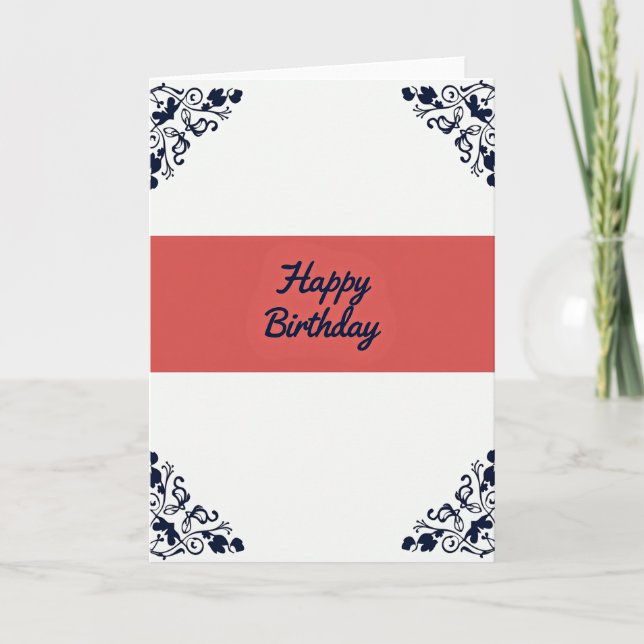 Carte d'anniversaire à calligraphie cramoisie (Devant)