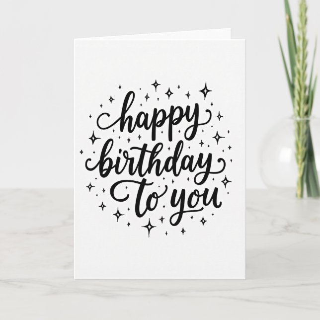 Carte d'anniversaire à calligraphie festive (Devant)