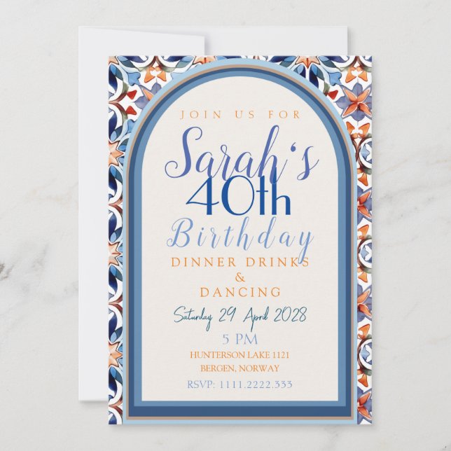 Carte d'anniversaire à carreaux géométriques maroc (Devant)
