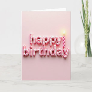 Carte d'anniversaire à carreaux roses