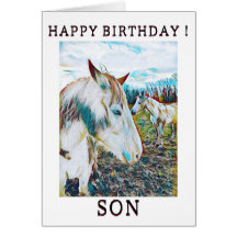 Carte d'anniversaire à cheval sauvage