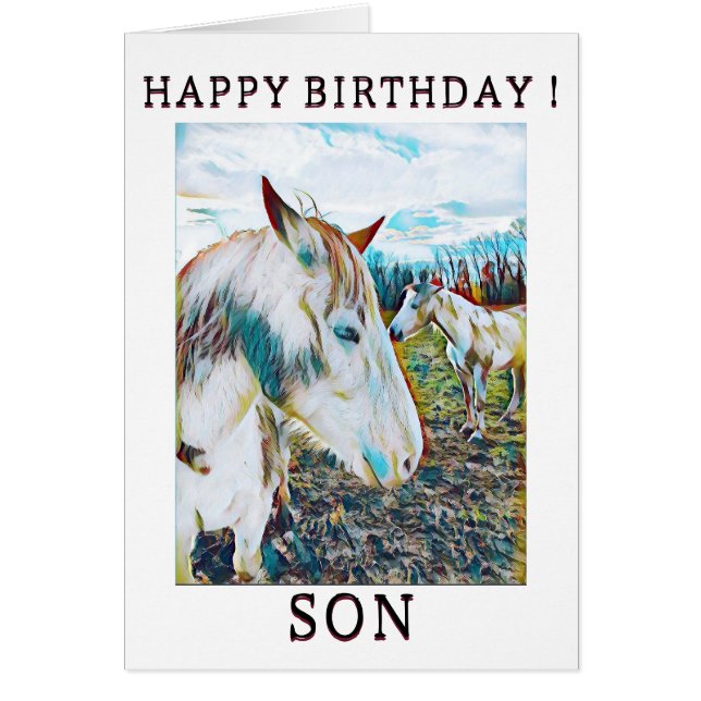 Carte d'anniversaire à cheval sauvage (Devant)