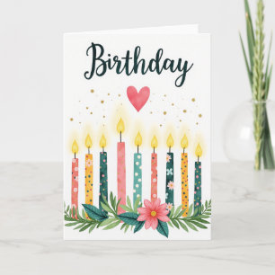 Carte d'anniversaire à cœur aquarelle