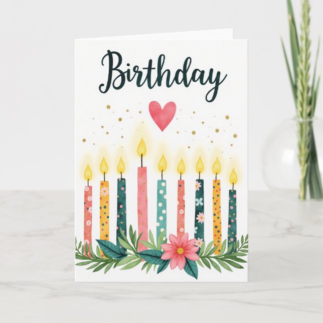 Carte d'anniversaire à cœur aquarelle (Devant)