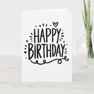 Carte d'anniversaire à cœur doux et écriture soign