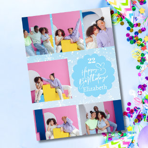 Carte d'anniversaire à collage de 7 photos de neig