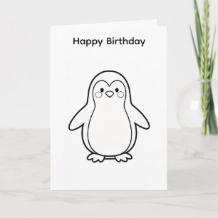 Carte d'anniversaire à colorier motif manchot