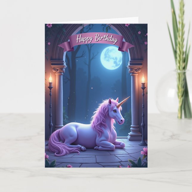 Carte d'anniversaire à corne mythique (Devant)