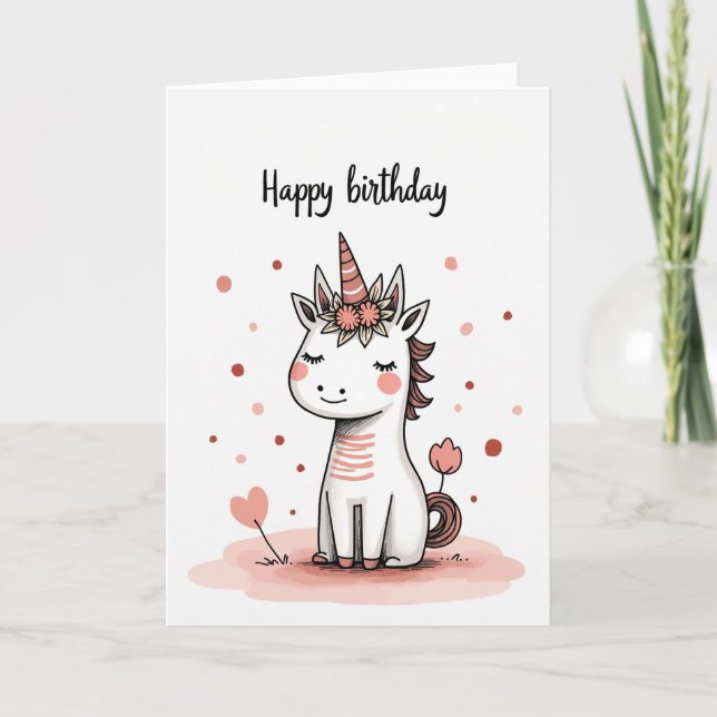 Carte d'anniversaire à corne rêveuse (Devant)
