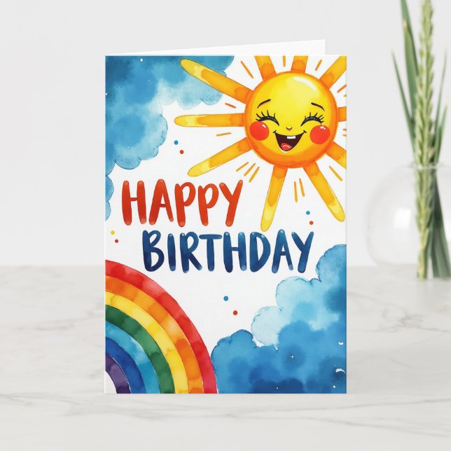 Carte d'anniversaire à coup de pinceau peint (Devant)