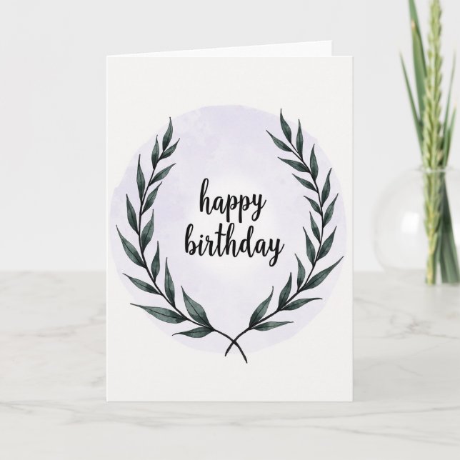 Carte d'anniversaire à couronne de lavande (Devant)
