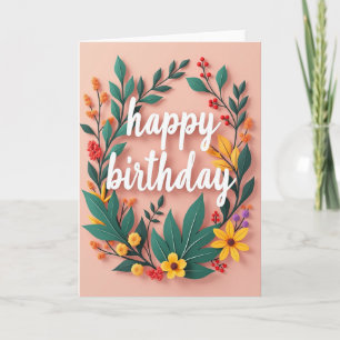 Carte d'anniversaire à couronne de teinte sarcelle