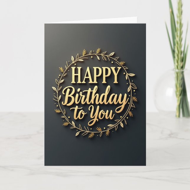 Carte d'anniversaire à couronne dorée (Devant)