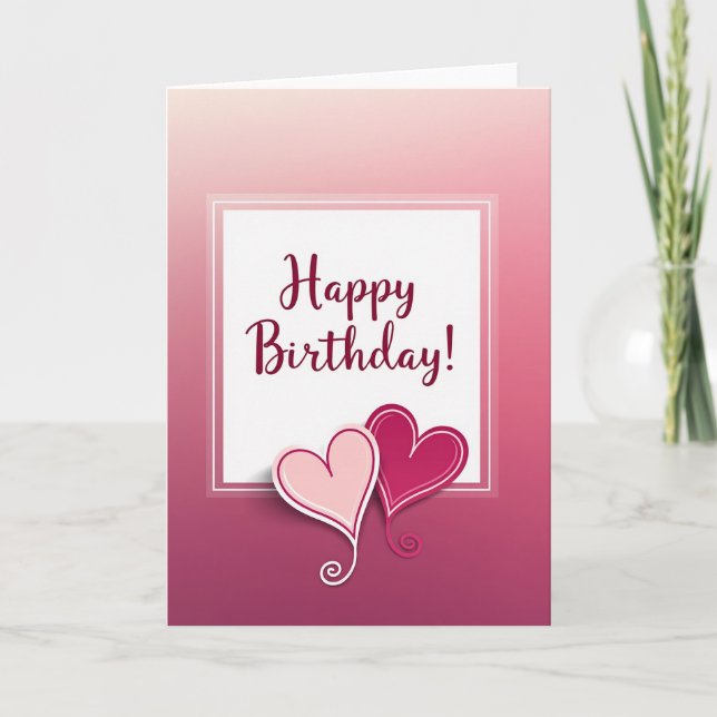 Carte d'anniversaire à dégradé de baie rose (Devant)