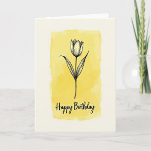 Carte d'anniversaire à dessin linéaire élégant