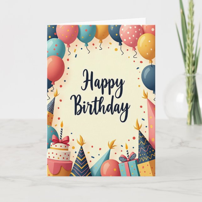 Carte d'anniversaire à écriture colorée (Devant)