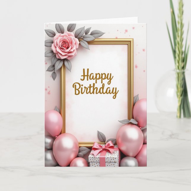 Carte d'anniversaire à écriture dorée (Devant)