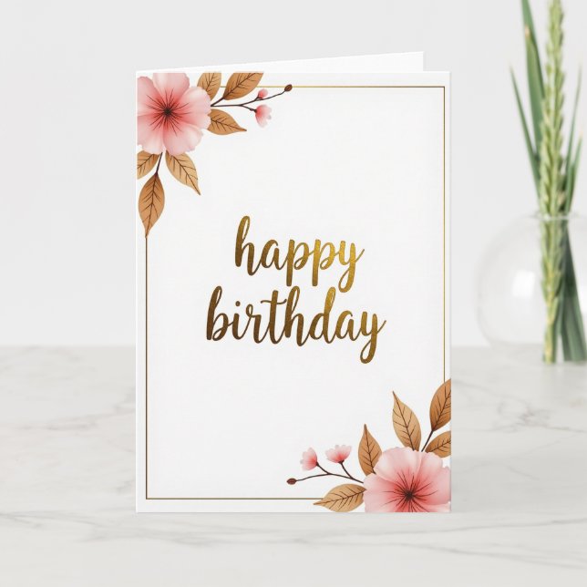 Carte d'anniversaire à écriture dorée (Devant)